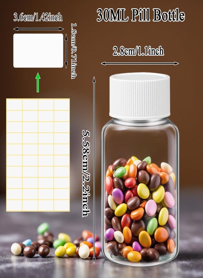 Lamoutor 30Pcs Clear Pill Bottle Plastic Medicine Bottle Empty Reagent Chemical Containers with Caps for Liquid Solid Powder Medicine 30ML - Image 2